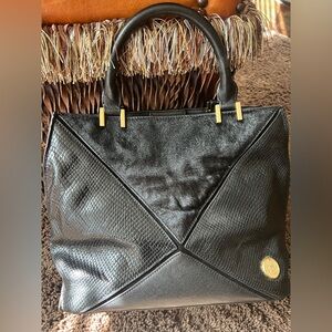 Vince Camuto black leather and hide purse